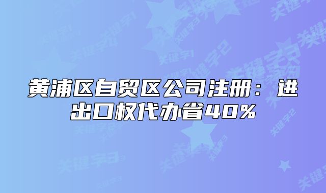 黃浦區(qū)自貿(mào)區(qū)公司注冊：進出口權代辦省40%
