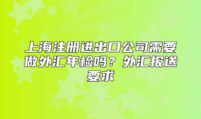 上海注冊進出口公司需要做外匯年檢嗎？外匯報送要求