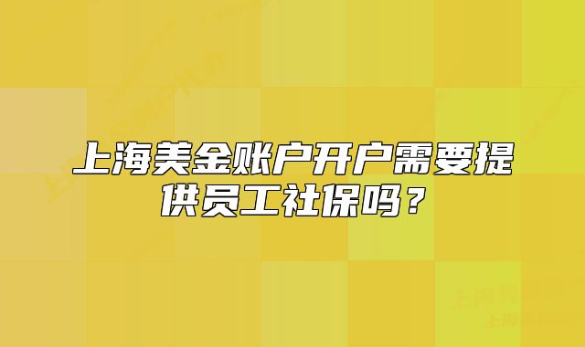 上海美金賬戶開戶需要提供員工社保嗎？