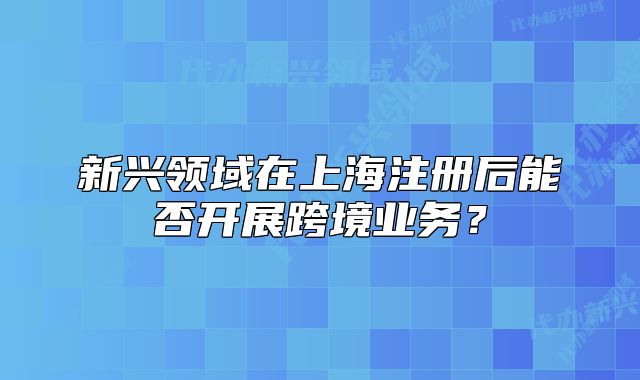新興領(lǐng)域在上海注冊后能否開展跨境業(yè)務(wù)？