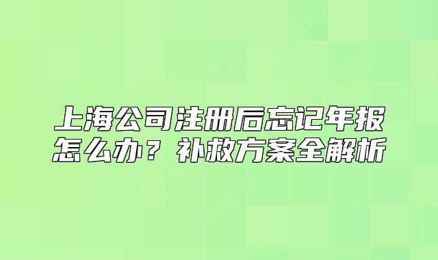 上海公司注冊后忘記年報怎么辦？補救方案全解析