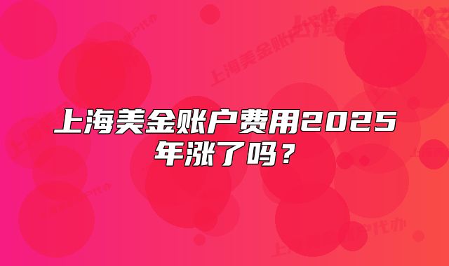 上海美金賬戶費用2025年漲了嗎？