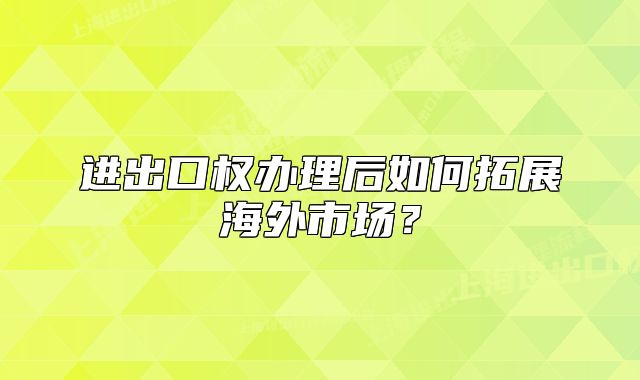 進出口權辦理后如何拓展海外市場？