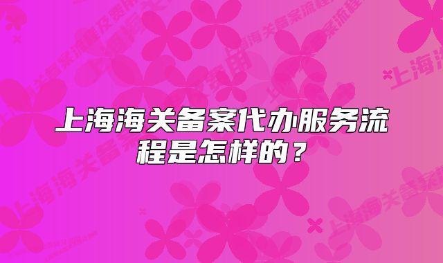上海海關(guān)備案代辦服務(wù)流程是怎樣的？