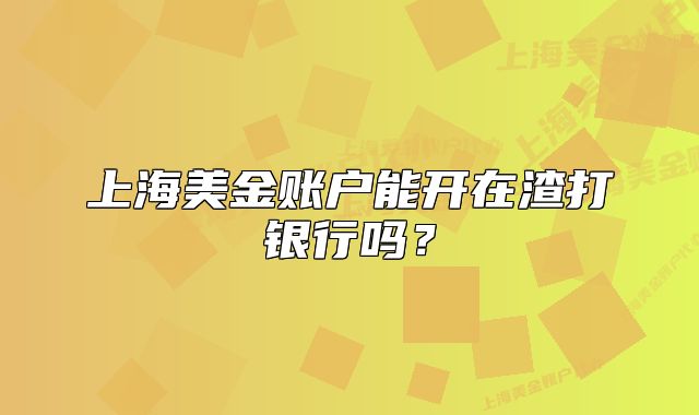 上海美金賬戶(hù)能開(kāi)在渣打銀行嗎？