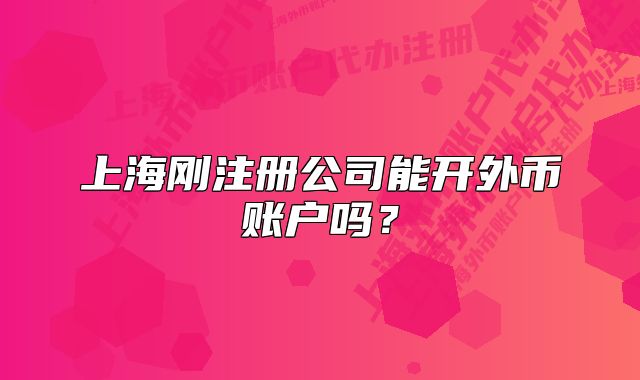 上海剛注冊(cè)公司能開(kāi)外幣賬戶(hù)嗎？
