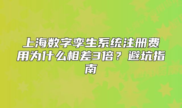 上海數(shù)字孿生系統(tǒng)注冊費(fèi)用為什么相差3倍？避坑指南