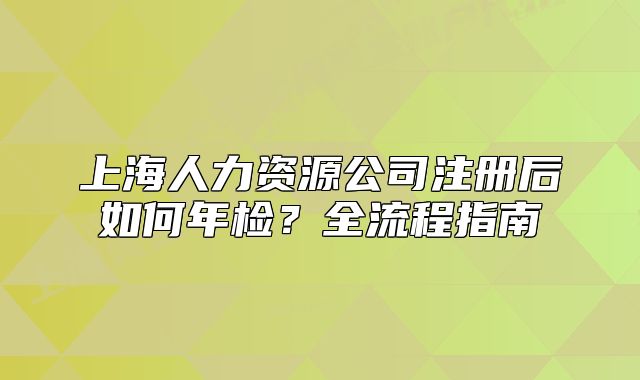 上海人力資源公司注冊后如何年檢？全流程指南