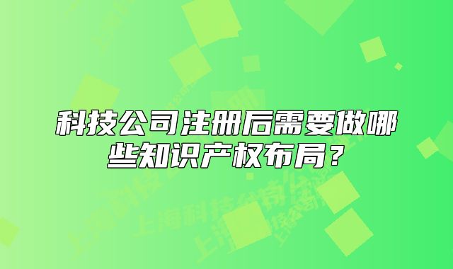 科技公司注冊后需要做哪些知識產(chǎn)權(quán)布局？