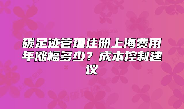 碳足跡管理注冊上海費用年漲幅多少？成本控制建議