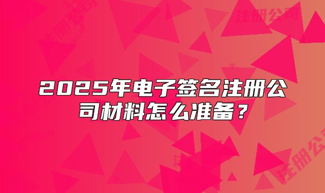 2025年電子簽名注冊公司材料怎么準備？