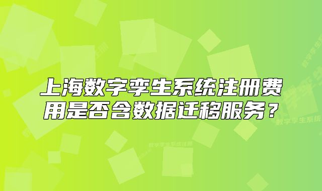 上海數(shù)字孿生系統(tǒng)注冊費用是否含數(shù)據(jù)遷移服務(wù)？