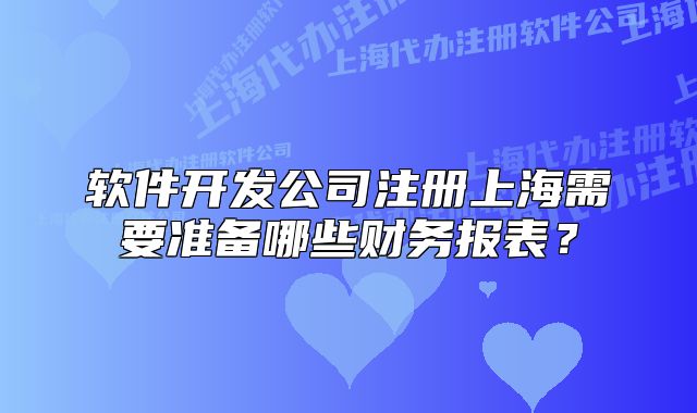 軟件開發(fā)公司注冊(cè)上海需要準(zhǔn)備哪些財(cái)務(wù)報(bào)表？