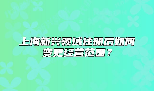 上海新興領(lǐng)域注冊后如何變更經(jīng)營范圍？