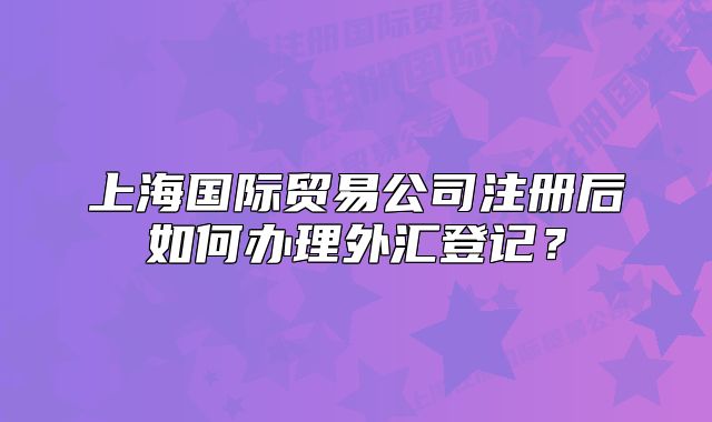 上海國際貿(mào)易公司注冊后如何辦理外匯登記？