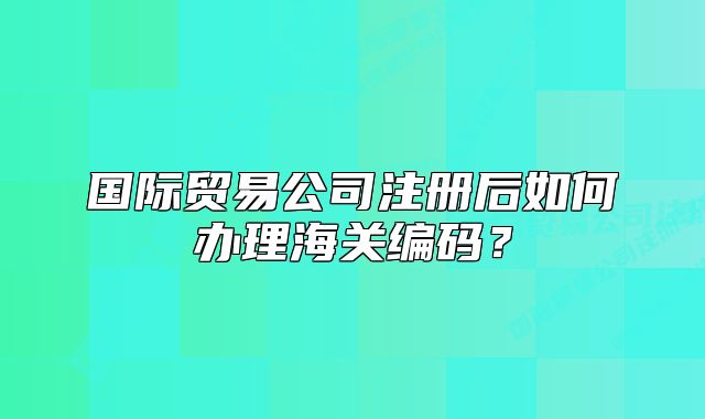 國際貿(mào)易公司注冊后如何辦理海關編碼？