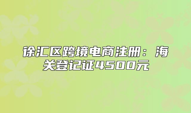 徐匯區(qū)跨境電商注冊：海關(guān)登記證4500元