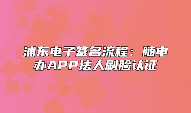 浦東電子簽名流程：隨申辦APP法人刷臉認證