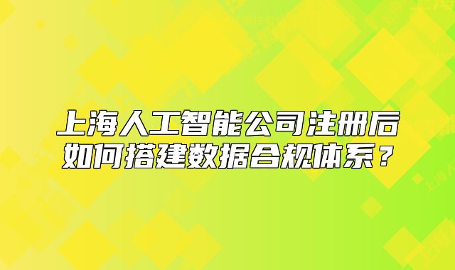 上海人工智能公司注冊后如何搭建數(shù)據(jù)合規(guī)體系？