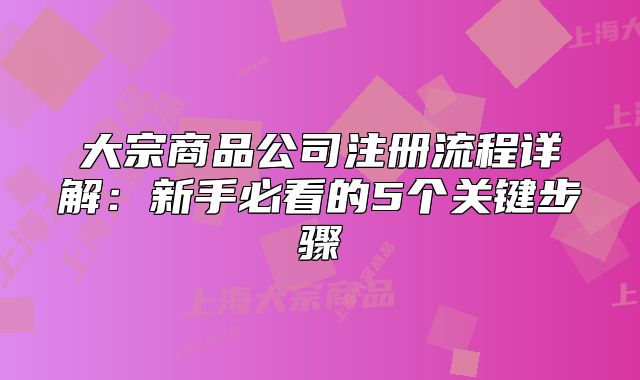 大宗商品公司注冊(cè)流程詳解：新手必看的5個(gè)關(guān)鍵步驟