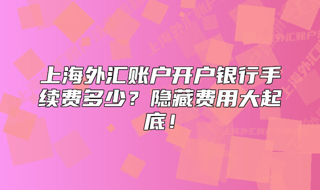 上海外匯賬戶開戶銀行手續(xù)費(fèi)多少？隱藏費(fèi)用大起底！