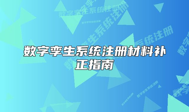 數(shù)字孿生系統(tǒng)注冊(cè)材料補(bǔ)正指南
