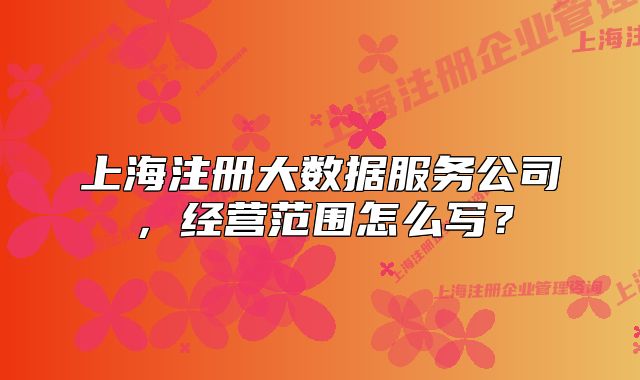 上海注冊大數(shù)據(jù)服務(wù)公司，經(jīng)營范圍怎么寫？
