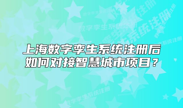 上海數(shù)字孿生系統(tǒng)注冊后如何對接智慧城市項(xiàng)目？