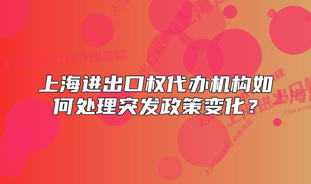 上海進出口權(quán)代辦機構(gòu)如何處理突發(fā)政策變化？