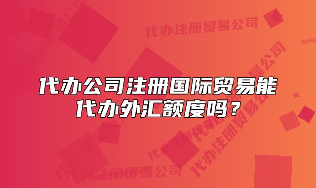 代辦公司注冊國際貿(mào)易能代辦外匯額度嗎？