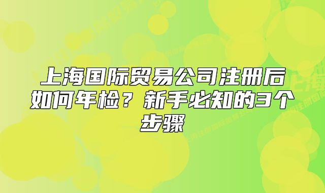 上海國(guó)際貿(mào)易公司注冊(cè)后如何年檢？新手必知的3個(gè)步驟