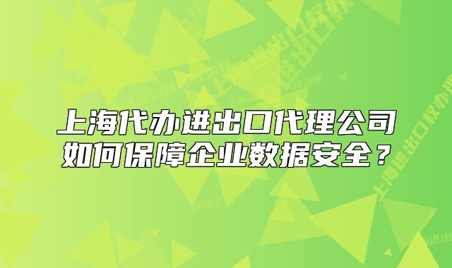 上海代辦進(jìn)出口代理公司如何保障企業(yè)數(shù)據(jù)安全？
