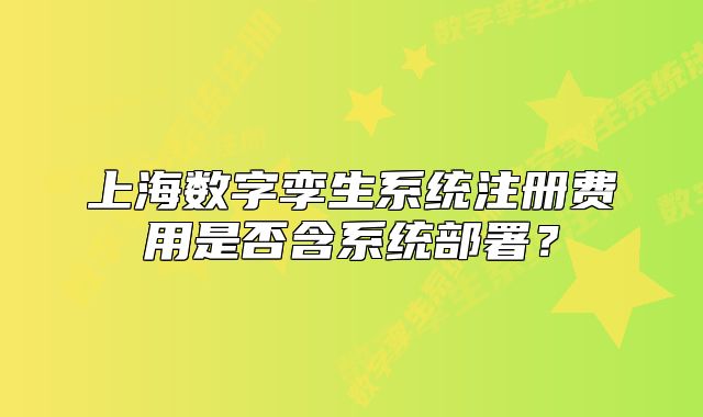 上海數(shù)字孿生系統(tǒng)注冊(cè)費(fèi)用是否含系統(tǒng)部署？
