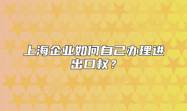 上海企業(yè)如何自己辦理進出口權(quán)？