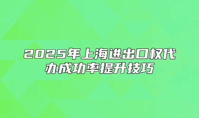 2025年上海進(jìn)出口權(quán)代辦成功率提升技巧