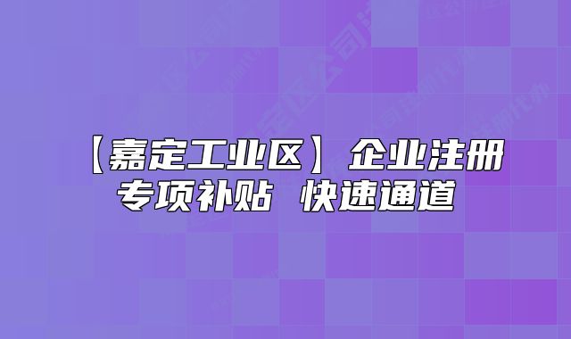 【嘉定工業(yè)區(qū)】企業(yè)注冊 專項(xiàng)補(bǔ)貼 快速通道