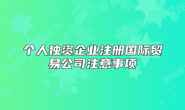 個(gè)人獨(dú)資企業(yè)注冊(cè)國(guó)際貿(mào)易公司注意事項(xiàng)