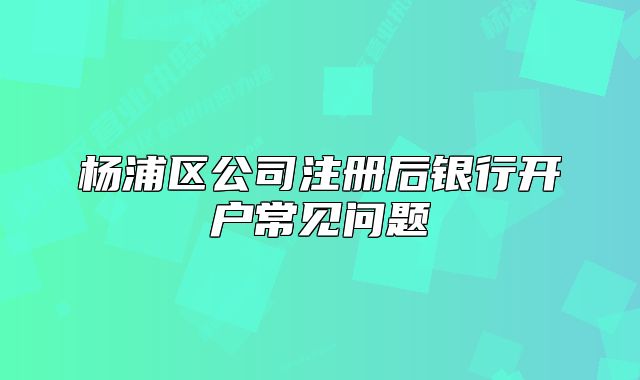 楊浦區(qū)公司注冊(cè)后銀行開戶常見問題