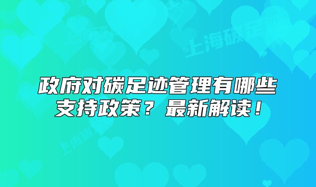 政府對(duì)碳足跡管理有哪些支持政策？最新解讀！
