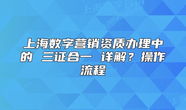 上海數(shù)字營(yíng)銷資質(zhì)辦理中的 三證合一 詳解？操作流程