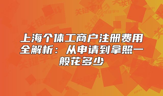 上海個(gè)體工商戶注冊(cè)費(fèi)用全解析：從申請(qǐng)到拿照一般花多少