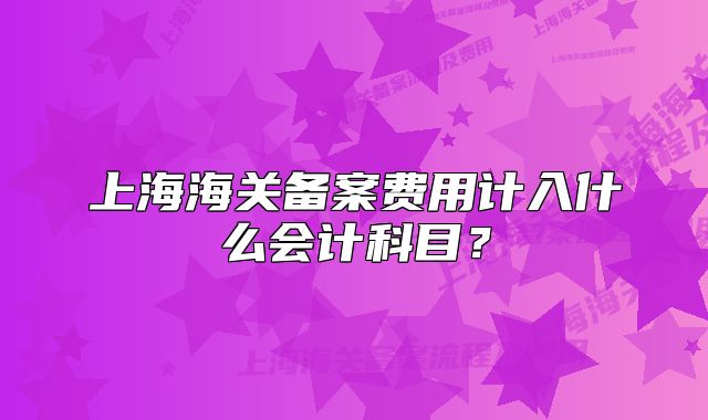 上海海關(guān)備案費用計入什么會計科目？
