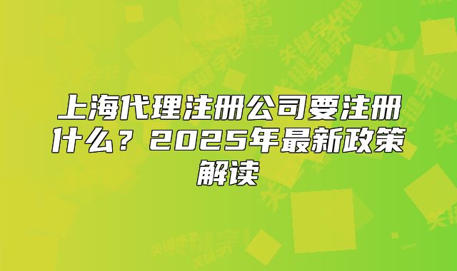 上海代理注冊公司要注冊什么？2025年最新政策解讀