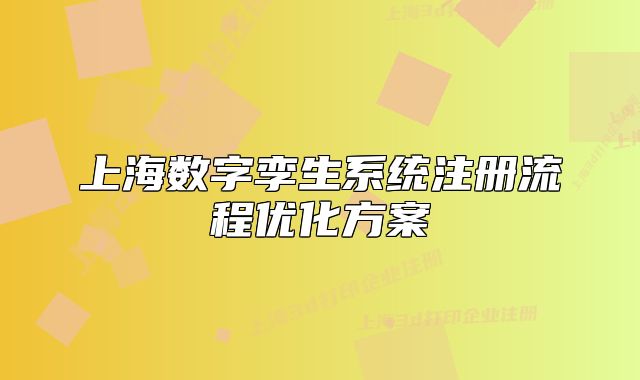 上海數(shù)字孿生系統(tǒng)注冊(cè)流程優(yōu)化方案