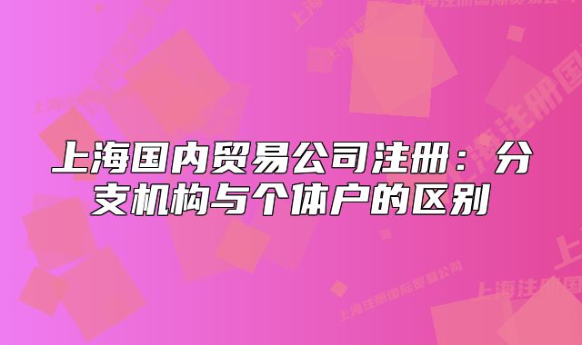 上海國(guó)內(nèi)貿(mào)易公司注冊(cè)：分支機(jī)構(gòu)與個(gè)體戶的區(qū)別