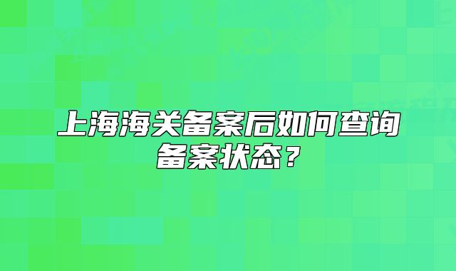 上海海關(guān)備案后如何查詢備案狀態(tài)？