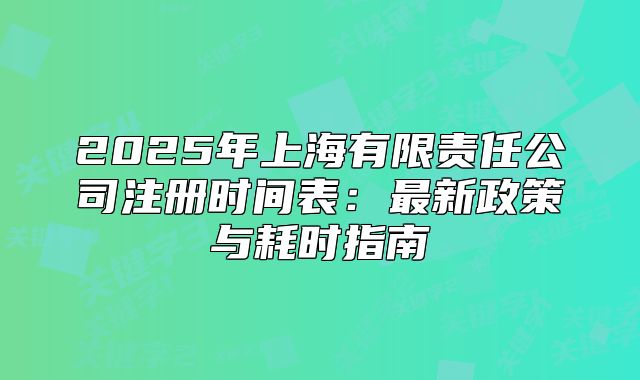 2025年上海有限責(zé)任公司注冊時間表：最新政策與耗時指南