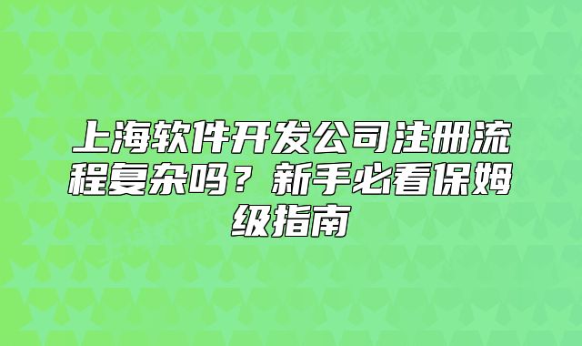 上海軟件開發(fā)公司注冊(cè)流程復(fù)雜嗎？新手必看保姆級(jí)指南