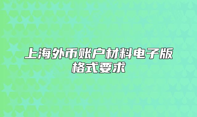 上海外幣賬戶材料電子版格式要求
