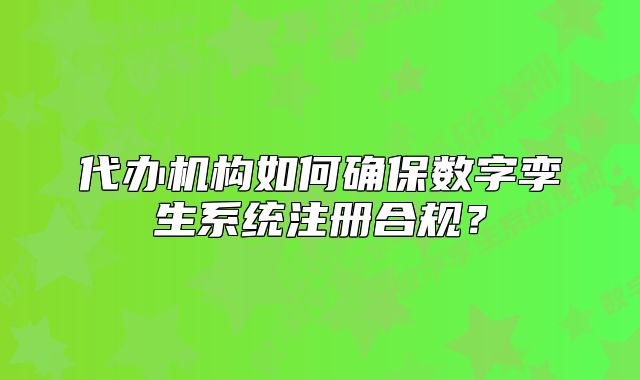 代辦機(jī)構(gòu)如何確保數(shù)字孿生系統(tǒng)注冊(cè)合規(guī)？